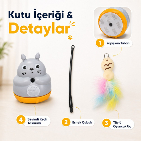 Kedi Şekilli Dönen Peluş Balıklı Olta Oyuncağı  - 4